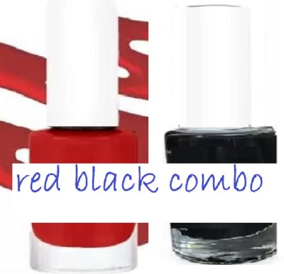 Luipui red nail polish and black nail polish matte combo pack of 2 RED, BLACK(Pack of 2)