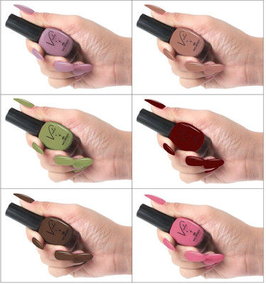 VUTO Trendy Quick-drying, Long-Lasting | Chip resistance, Gel Based Nail Polish Combo Multicolor 10(Pack of 6)