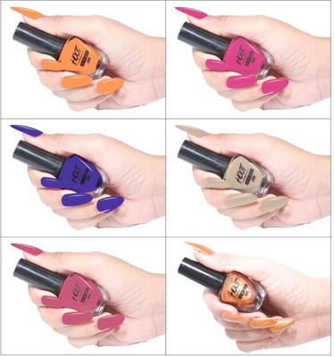 HOOT Trendy Quick-drying, Long-Lasting | Chip resistance, Gel Based Nail Polish Combo Multicolor-1(Pack of 6)