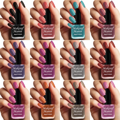 Makeup Mania High Shine Long Lasting Non Toxic Professional Nail Polish Set Of 12 Pcs 201 Black Grey Pink Brown Nude Pack Of 12 For Rs. 219 70 Deals