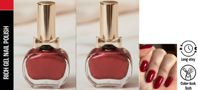 Luipui PREMIUM QUICK DRY & SMUDGE PROOF NAIL PAINT FOR ALL DAY WEAR PACK OF 2 RED(Pack of 2)