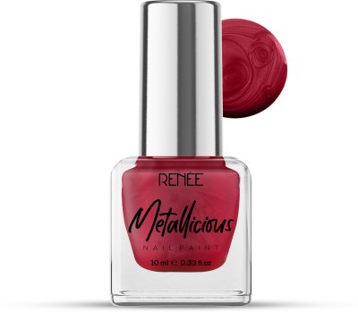 Renee Metallicious Nail Paint Christmas Red | Chip Resisting Formula with High Shine Christmas Red