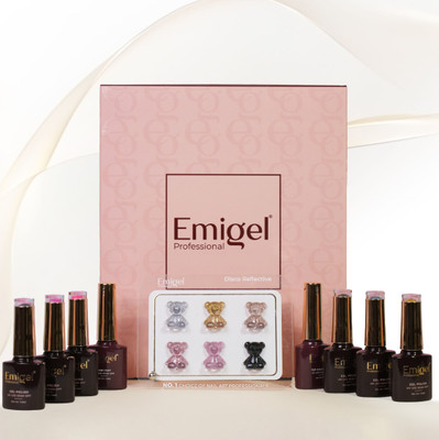 Emigel Professional Disco Reflective UV Gel Polish Kit | with 6 UV Gel Polish & Top Coat, Base Coat 7.5 ml(Pack of 8)