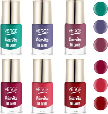 VERGE Colour Show HD Nail Lacquer (NO FADING & NO CHIPPING) (Pack of 6) CS6 (92) CS6_92(Pack of 6)