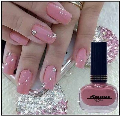manasona Quick Drying Glossy Finish Long Lasting nail paint Light Pink