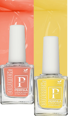 Perpaa Colorich Vegan & Organic | Glossy Gel Nail Polish ,combo 31 (10 ml each) Lime Yellow, Peach(Pack of 2)