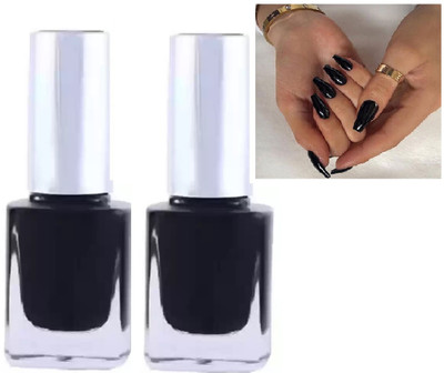 GABBU High Pigmented & Long Stay Unique Dull Matte Finish Nail Polish Black(Pack of 2)