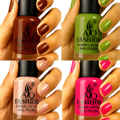 AQ FASHION Long Lasting quick dry Nail Polish New collection Set A206 Multicolor(Pack of 4)