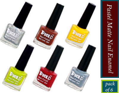 touchup Pastel Matte Nail Enamel, Set of 6, 5 Pastel Matte and 1 Metallic colors 5 Pastel Matte, 1 Metallic colors(Pack of 6)