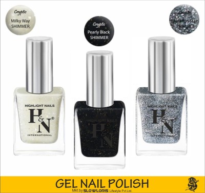 HIGHLIGHT NAILS MILKY WAY::SPARKLING STARS SHIMMER::PEARLY BLACK SHIMMER_SLL Milky Way::Sparkling Stars Shimmer::Pearly Black Shimmer(Pack of 3)