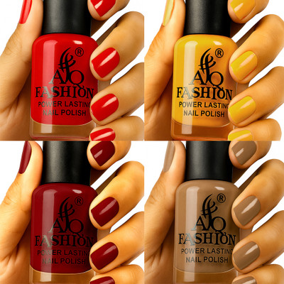 AQ FASHION Long Lasting quick dry Nail Polish New collection Set A131 Multicolor(Pack of 4)