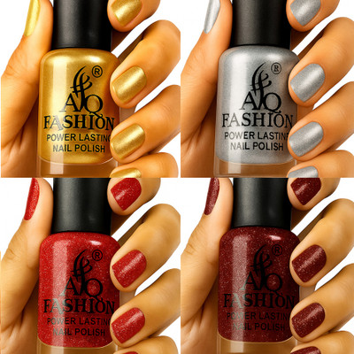 AQ FASHION Long Lasting quick dry Nail Polish New collection Set A124 Multicolor(Pack of 4)