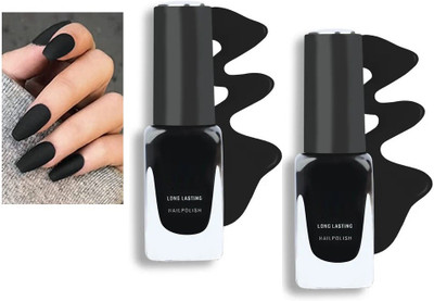 THTC Smooth & Perfect Finish Quick-dry Formulated Matte Black nail Paint set BLACK(Pack of 2)