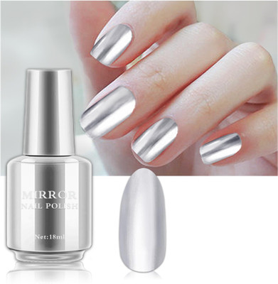 EVERERIN Metallic Mirror Effect Nail Art Polish Quick Drying Lasting SILVER