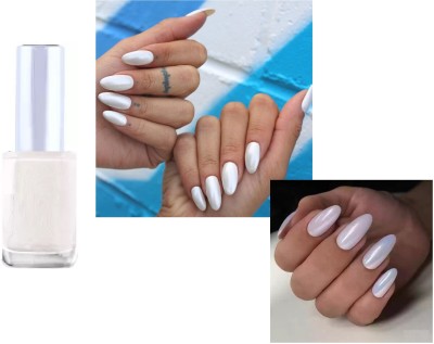 AFARAXIA Pigmented & Long Stay Unique Pearl White Nail Paint for women and girls Glossy white