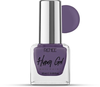 Renee Hyper Gel Nail Paint Aubergine Purple, Chip Resisting Formula, High Shine Polish Aubergine Purple