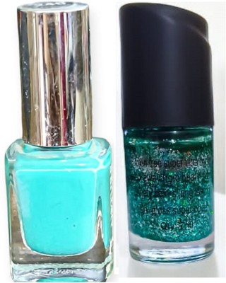 Luipui GREEN AND GLITTER GREEN NAIL PAINT TRENDING AND BEAUTIFUL NAIL PAINT GREEN(Pack of 2)