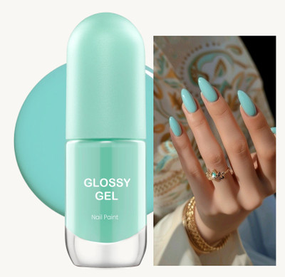 MYEONG Ultra-Glossy Shine Long Lasting & Chip-Resistant Snow Turquoise Color Nail Paint Turquoise Color
