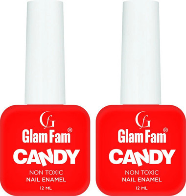 Glam Fam Candy Nail Enamel Flaming Red(Pack of 2)