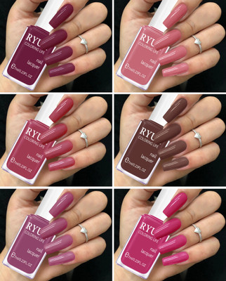 RYUK Lustrous 6-Piece Shine Nail Polish Kit for Dazzling Manicures Multicolor(Pack of 6)