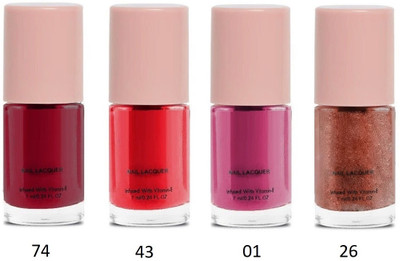 THTC Gloss Gel Like Shine Nail Polish Set for Stunning Nails Pack of 4 Multicolor(Pack of 4)