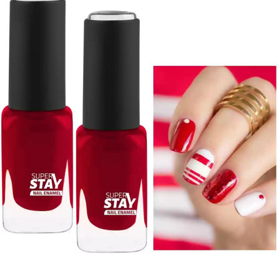 HUZURLU Newly Nail Paint For Perfect Trendy Color red(Pack of 2)