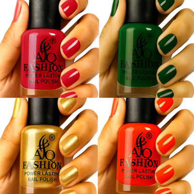 AQ FASHION Long Lasting quick dry Nail Polish New collection Set A214 Multicolor(Pack of 4)