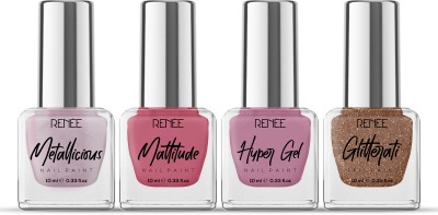 Renee Nail Paint 10ml Each - Quick Drying Chip Resisting Formula, Shades of Pink Set - Rose Perfection Combo