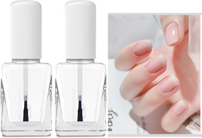 ADJD Combo Transparent Nail Polish Special Care For Thin, Soft And Weak Nails Transparent(Pack of 2)