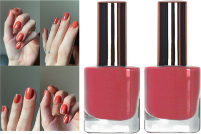 tanvi27 New Professional Touch Quick Drying Peach Orange Gel Nail Lacquer Peach Orange(Pack of 2)