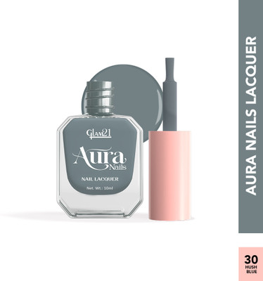 Glam21 Aura Nails Nail Lacquer High-Shine Nail Enamel Chip-Free Formula Hush Blue