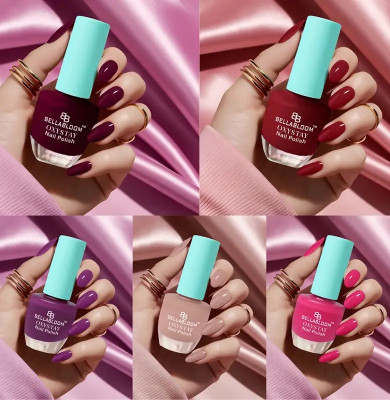 BellaBloom 5 Trending Nail Polish Kit Long-Lasting Glossy Finish Multicolour(Pack of 5)