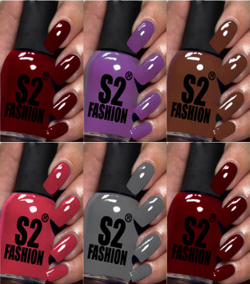 AQ FASHION New Gloss Gel High Shine Quick Drying Long Lasting Nail Polish Combo Set A254 Multicolor(Pack of 6)