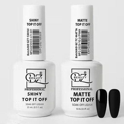 Beauzy PRO Dual Finish Top Coats – Shiny & Matte Set Transparent(Pack of 2)