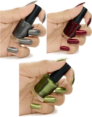 KALOBIO Metallic Nail Enamel - Nightspot, Wine & Venom Green KM4/M5/M6(Pack of 3)