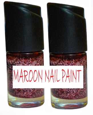 Luipui TRENDING LONG LASTING MAROON GLITTER NAIL POLISH COMBO MAROON(Pack of 2)