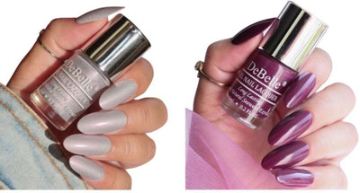 DeBelle Nail Polish Combo 2 Carolyn Charisma, Awesome Andrea (Metallic Light Purple, Dark Majenta)