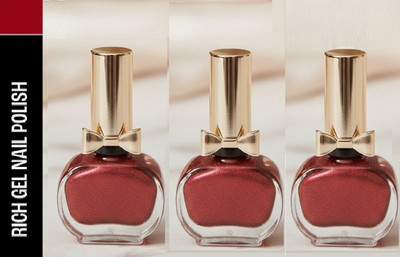 Luipui GLOSSY CHERRY RED LONG LASTING, QUICK DRY NAIL PAINT FOR ALL DAY WEAR PACK OF 3 CHERRY RED(Pack of 3)