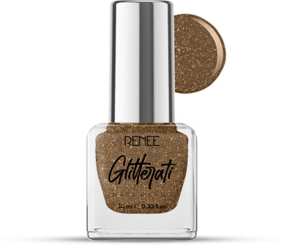Renee Glitterati Nail Paint Ecru Brown | Chip Resisting Formula with High Glitter Ecru Brown