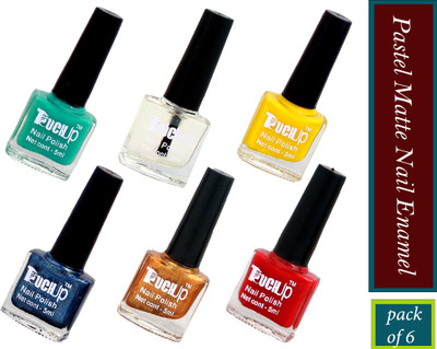 touchup Pastel Matte Nail Enamel, Set of 6, 4 Pastel Matte and 2 Metallic colors 3 Pastel Matte, 2 Metallic colors, 1 Transparent(Pack of 9)