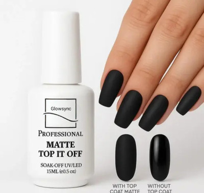 Glowsync Professional Matte Coat UV/LED Soak Off Gel Polish Top it off Matte Transparent
