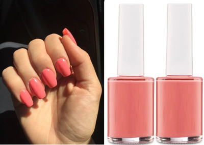 HUZURLU Hippine pink Quick Drying Long last Nail Paint Combo carrot-red(Pack of 2)