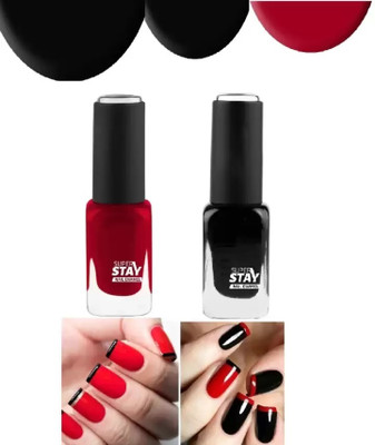 Jiwoo High Pigment Nail Polish BLACK AND RED RED, black(Pack of 2)