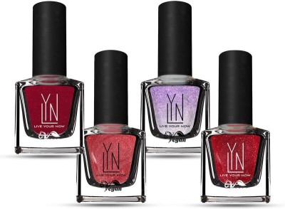 LYN Live Your Now LYN Fairytale Shades Nail Paint set of 4, Creme and Metallic Nail Kit 8ml each Pink(Pack of 4)