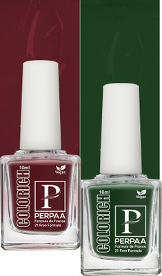 Perpaa Colorich Vegan & Organic | Glossy Gel Nail Polish,combo 13(10 ml each) Maroon, Army Green(Pack of 2)