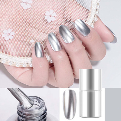 tanvi27 Quick-drying Nail Polish Metallic Color Silver Mirror Effect Silver