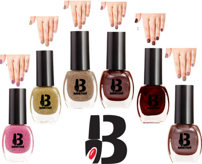 Banetion New Beautiful HD Color Nail Polish Combo ,6-jade-32 Multi(Pack of 6)