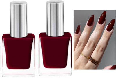 EVERERIN COMBO Best Pigmented & Long Stay Unique Dull Matte maroon Nail Paint MAROON(Pack of 2)
