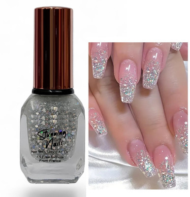 GABBU Nail Paint Silver | Chip Resisting Formula with High Glitter Silver