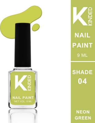 KINDED Nail Paint Lacquer Nail Polish Enamel with One Coat Single Stroke Application Shade 04 Neon Green